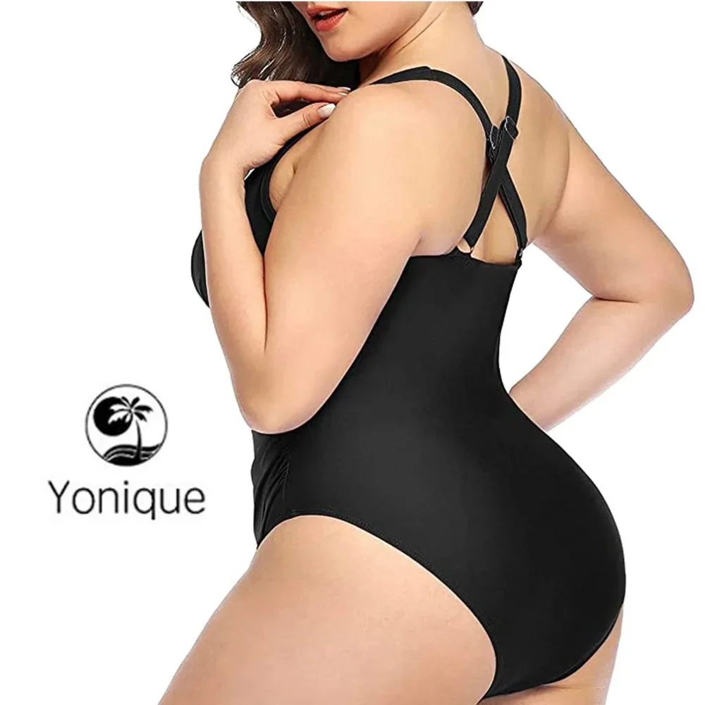 YONIQUE Lace up Plunge Front One Piece swimsuit 🏖️ NEW WITH TAG!!!